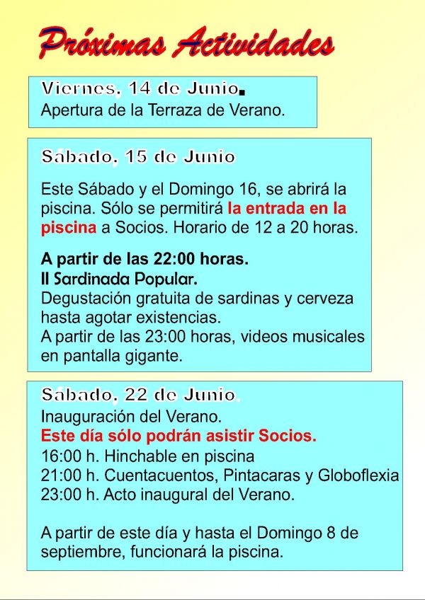 PROXIMAS ACTIVIDADES