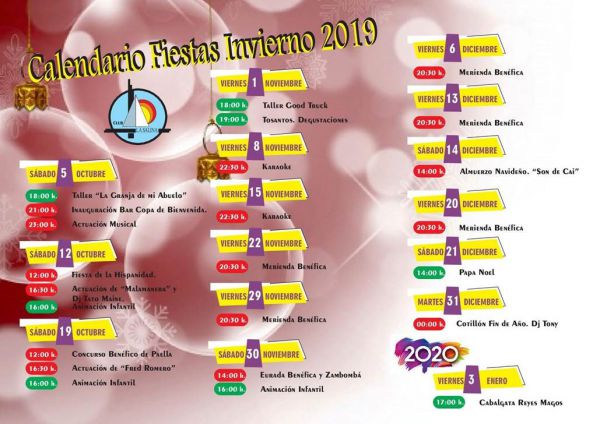 CALENDARIO FIESTAS INVIERNO 