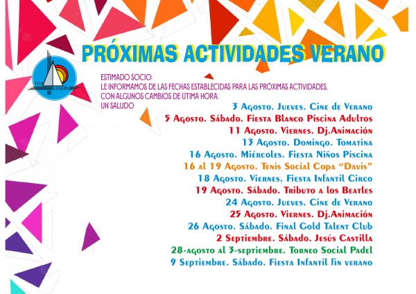 FIESTAS Y ACTIVIDADES DEPORTIVAS AGOSTO 2023