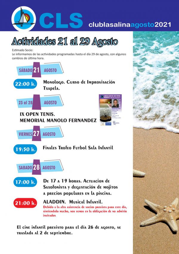 ACTIVIDADES 21 A 29 DE AGOSTO