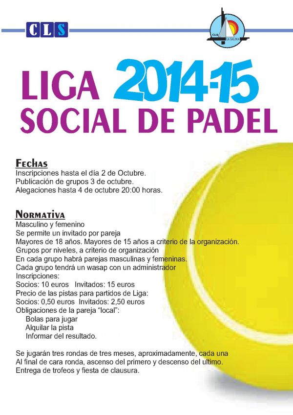 LIGA SOCIAL DE PADEL 2014-2015