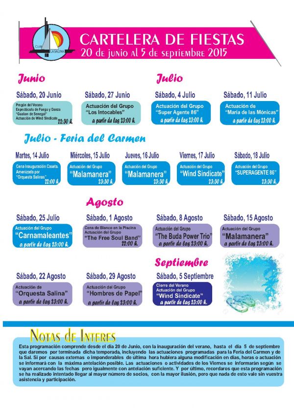 PROGRAMACIÓN FIESTAS VERANO 2015