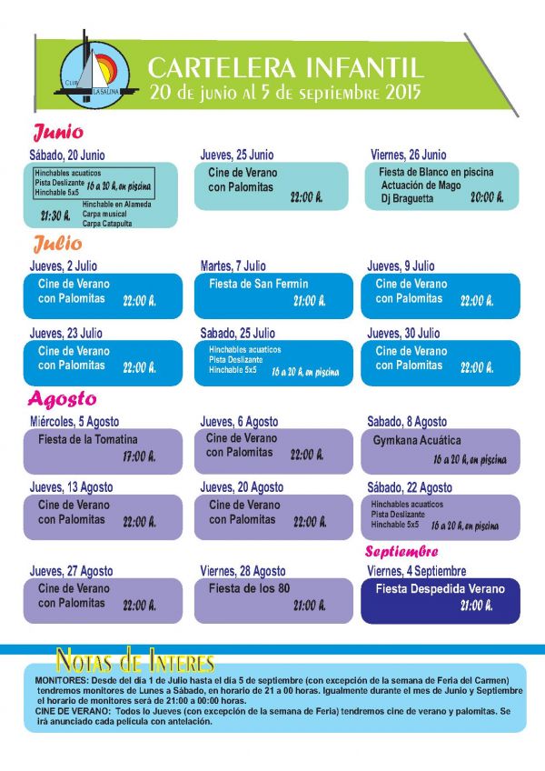 ACTIVIDADES INFANTILES VERANO 2015