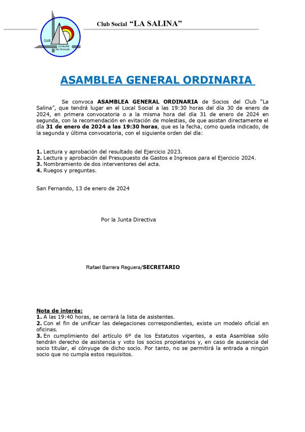 JUNTA GENERAL ORDINARIA DE SOCIOS ACCIONISTAS