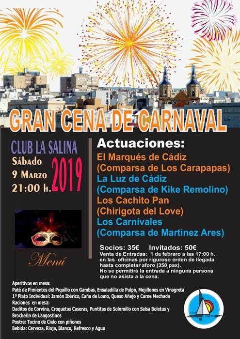 ULTIMAS PLAZAS CENA CARNAVAL