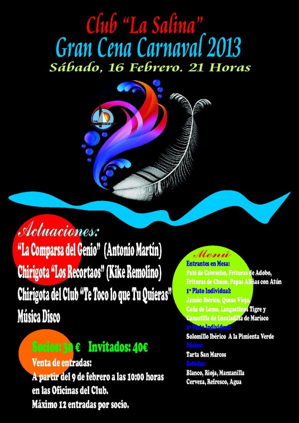 VENTA ENTRADAS CENA DE CARNAVAL 2013