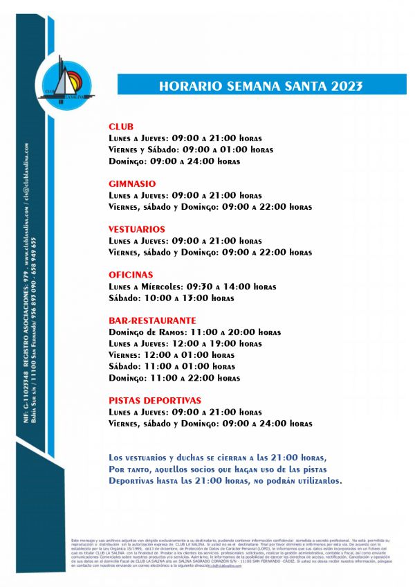 HORARIO SEMANA SANTA