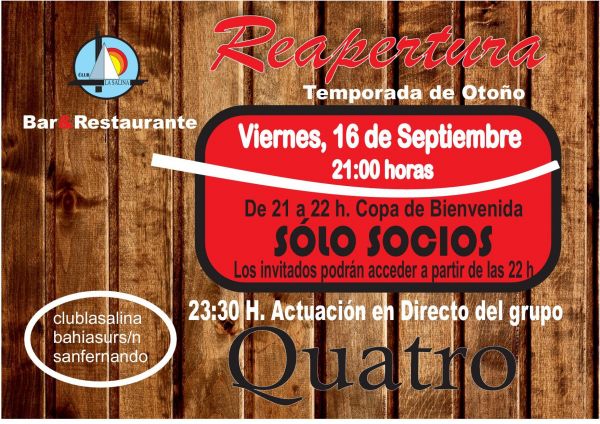 REAPERTURA BAR TEMPORADA OTOÑO